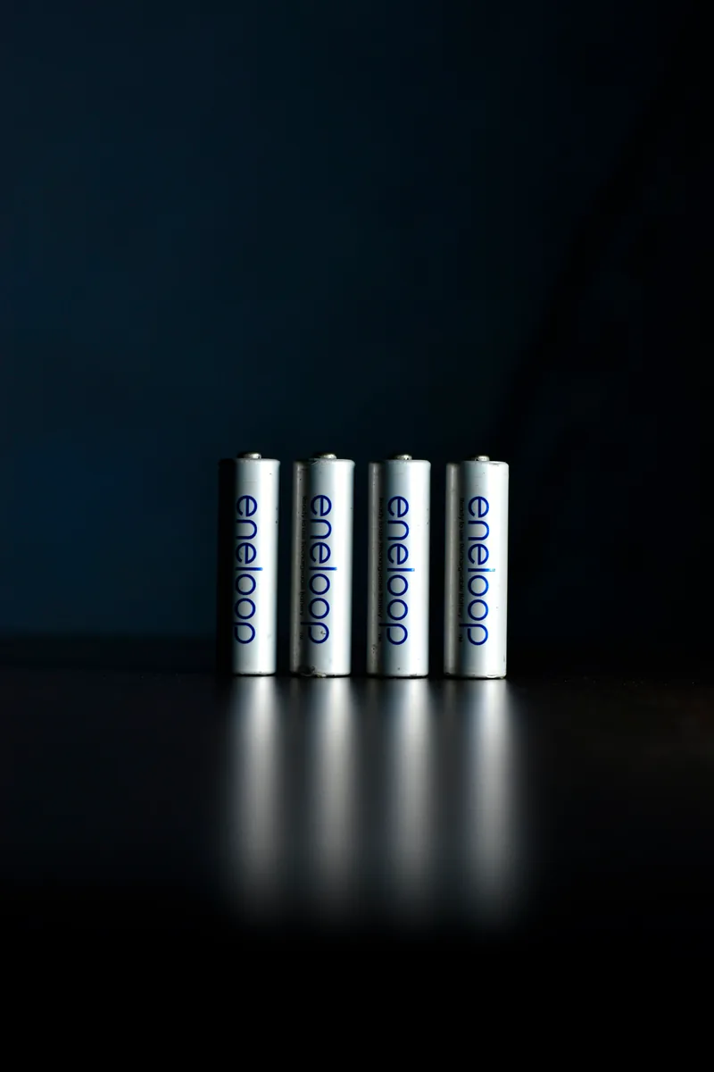 Three lithium cells on a table