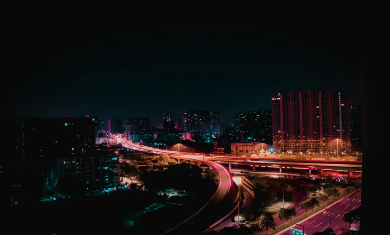 Time-lapse of traffic and the city at night