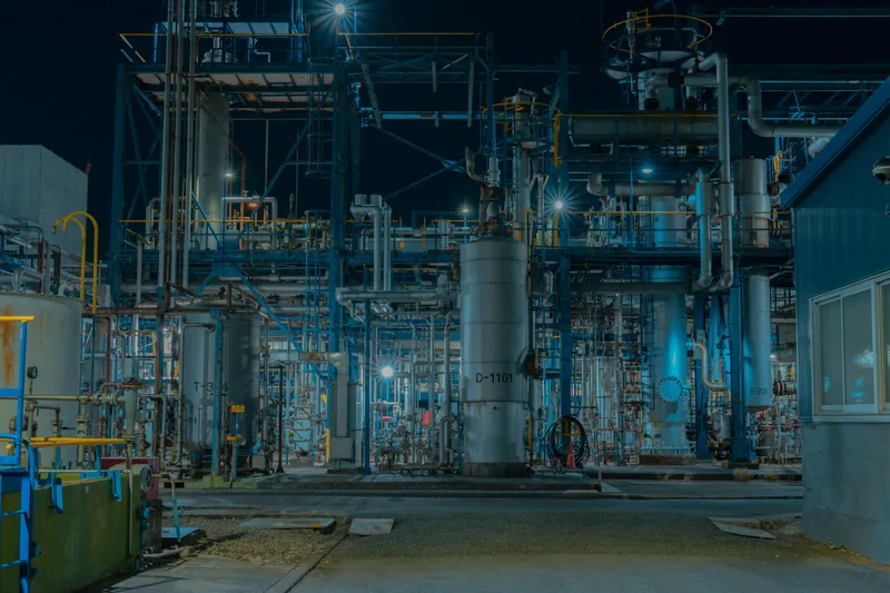 Large industrial plant with many pipes