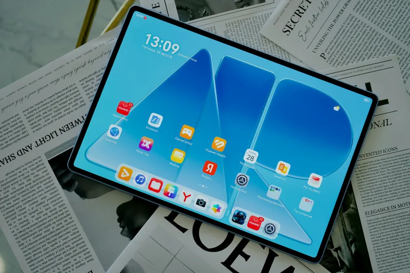 Tablet showing a home screen with app icons